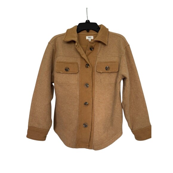 Buckle BKE Youth Girls Reverse Fleece Shacket with Elbow Patches Size Small - Picture 6 of 9